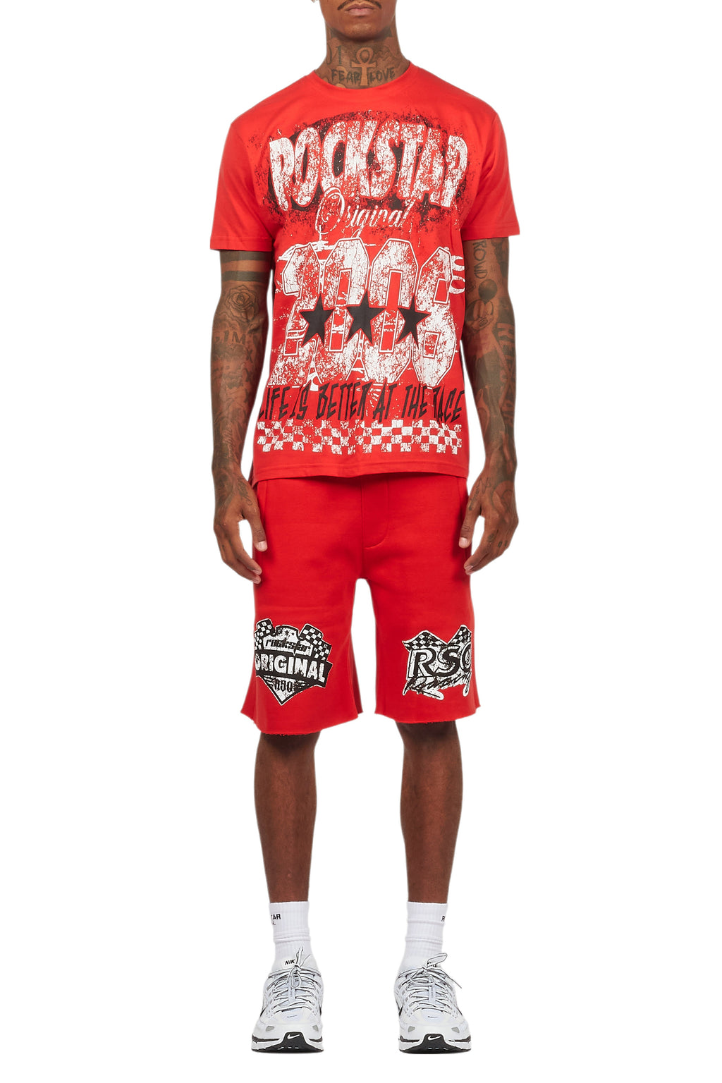 Racing Grung Red/Black T-Shirt/Raw Edge Short Set