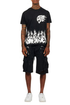 Bubble Black/White T-Shirt/Denim Short Set