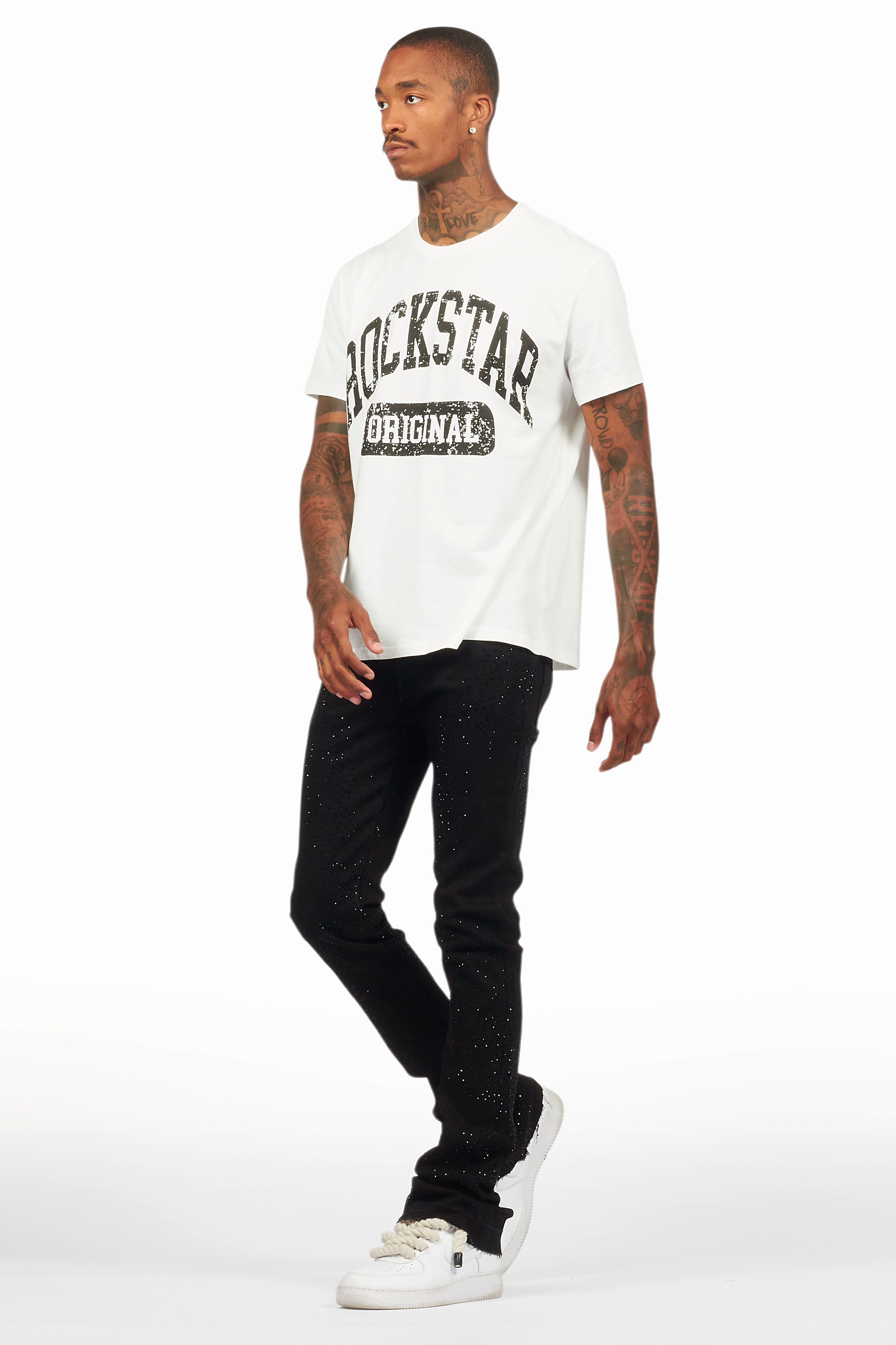 Carti Black Rhinestone Stacked Flare Jean