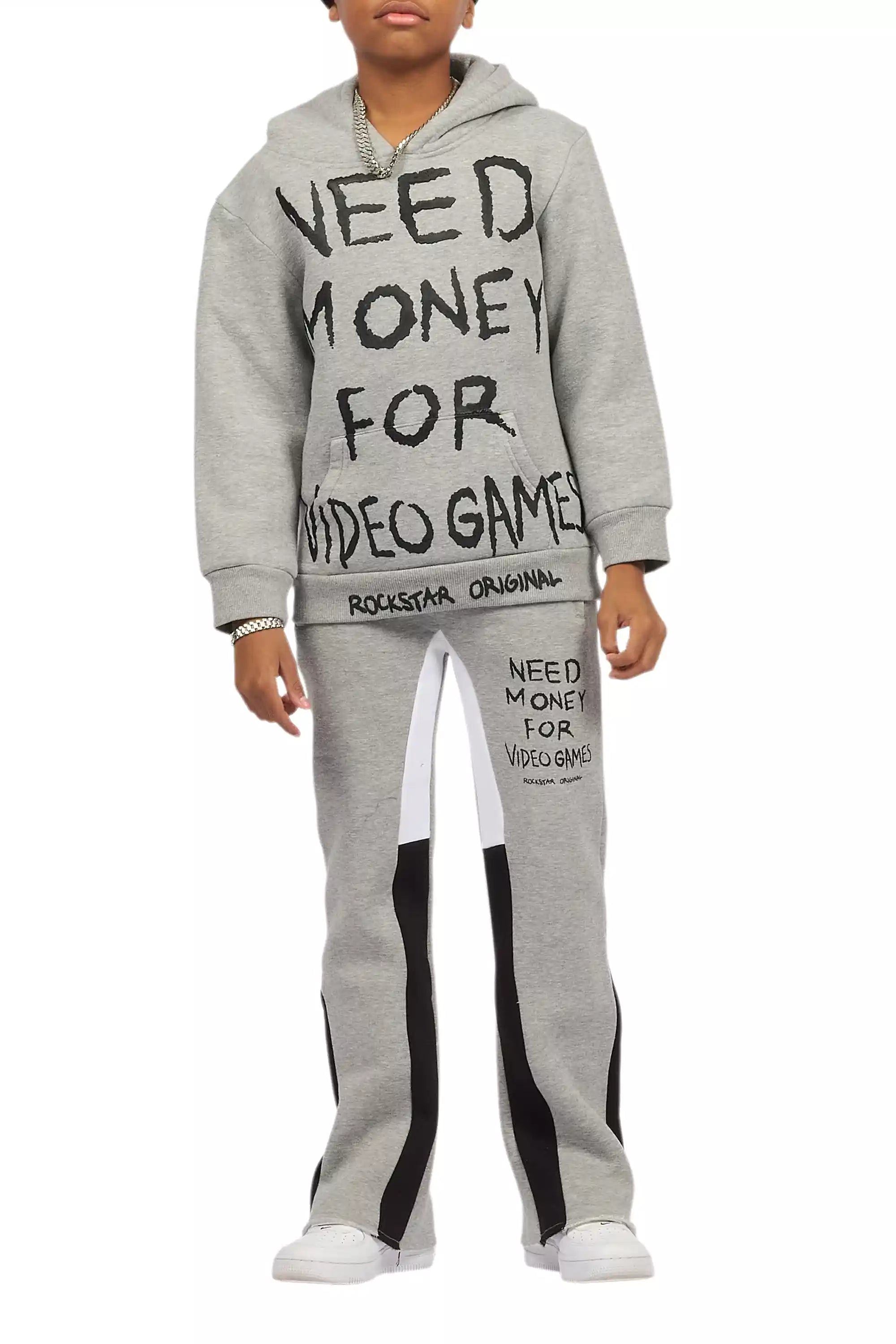 Boys M4 Video Games Grey/Black Stacked Flare Track Set