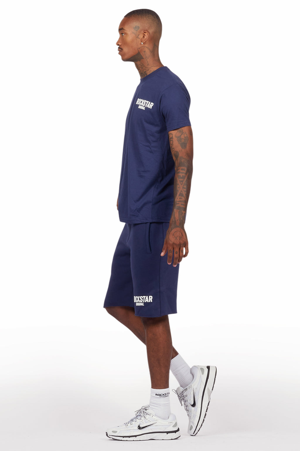 Sana Navy T-Shirt/Raw Edge Short Set