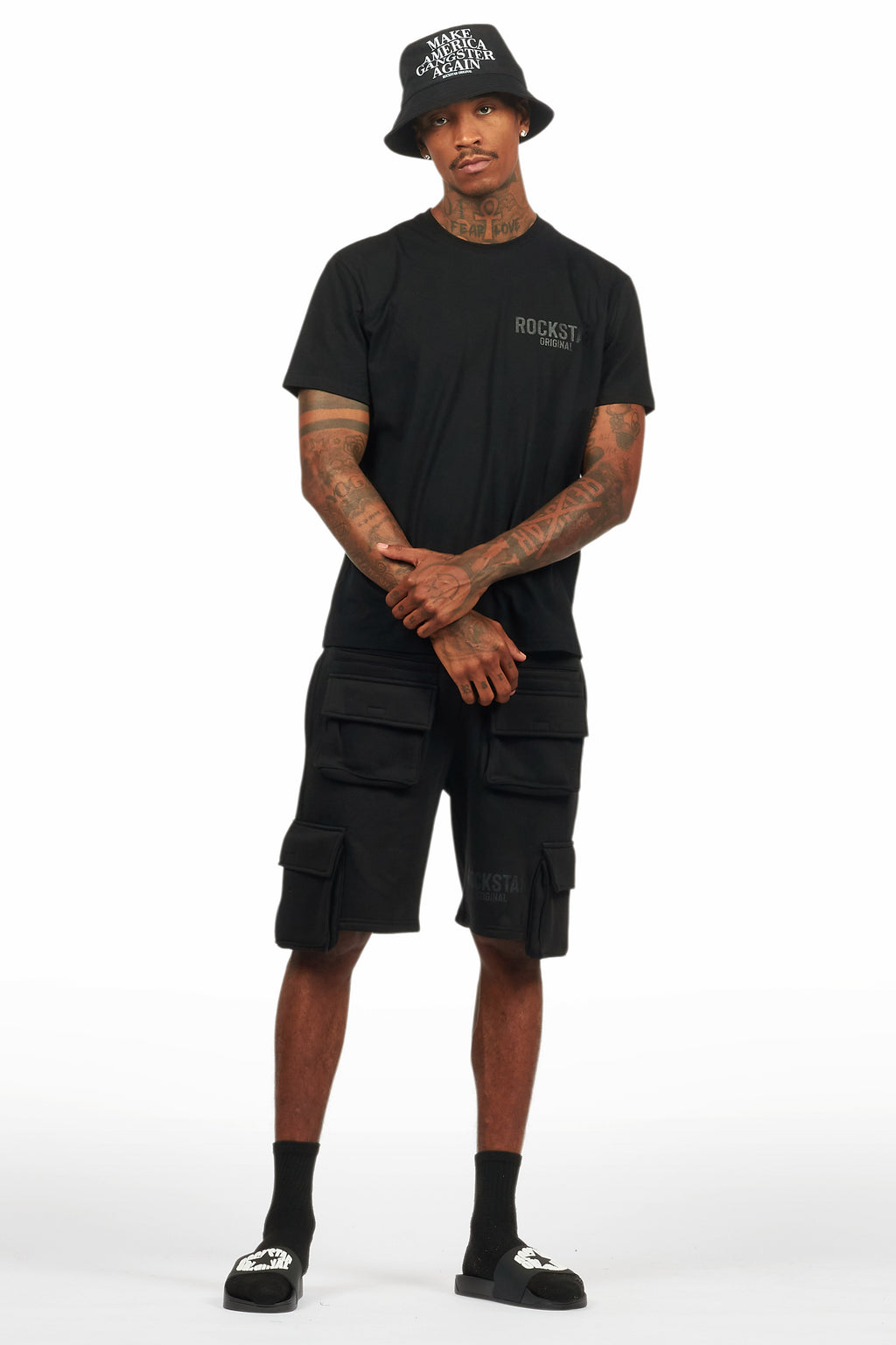 Sana Black/Black T-Shirt Cargo Shorts Set