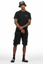 Sana Black/Black T-Shirt Cargo Shorts Set