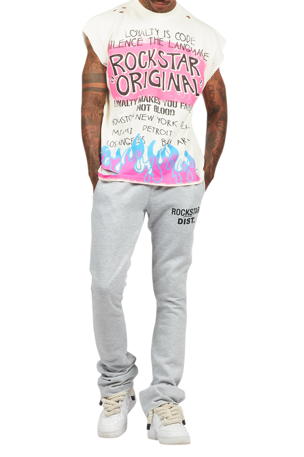 Beno Beige Graphic Muscle T-Shirt