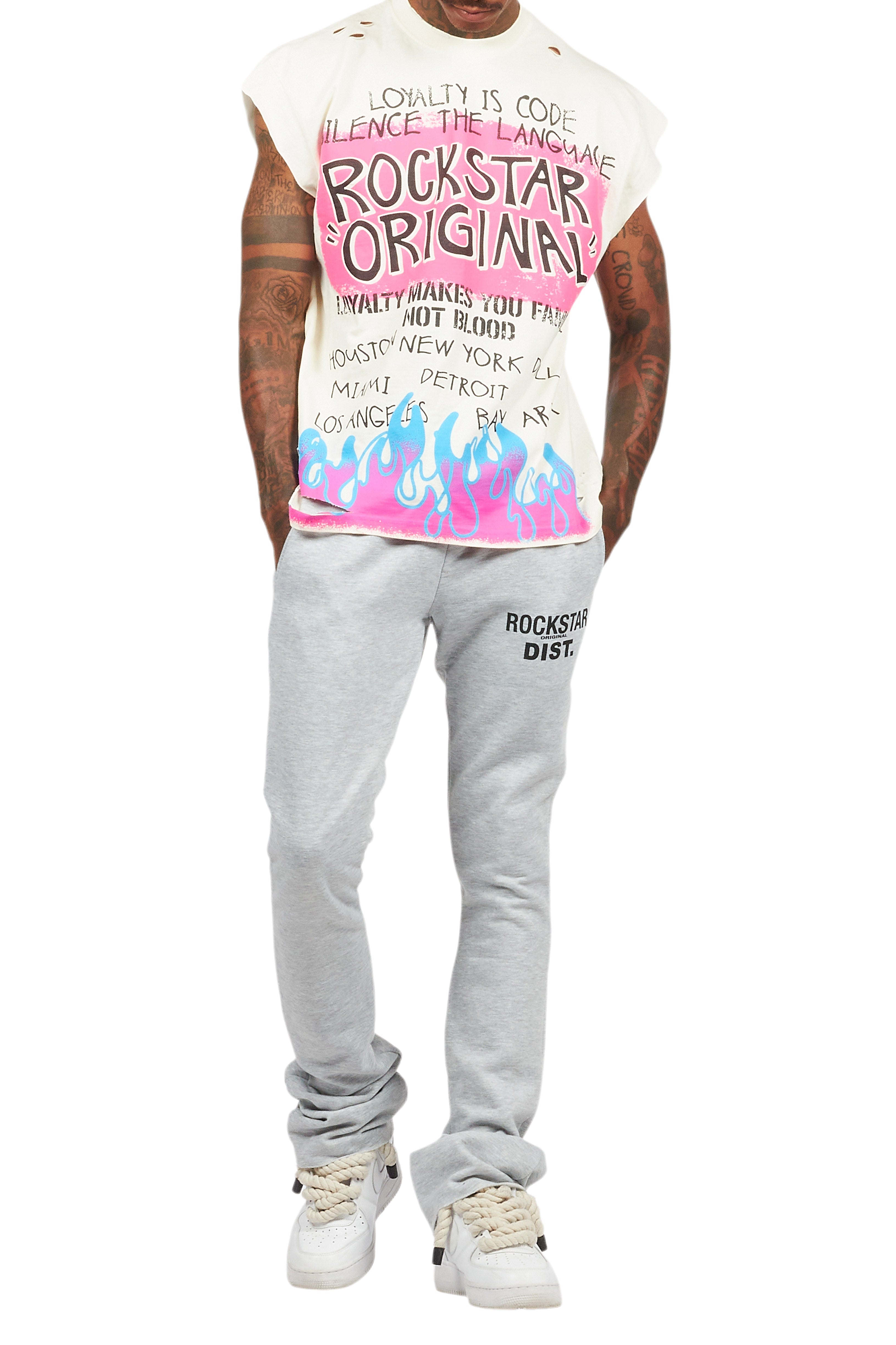 Beno Beige Graphic Muscle T-Shirt