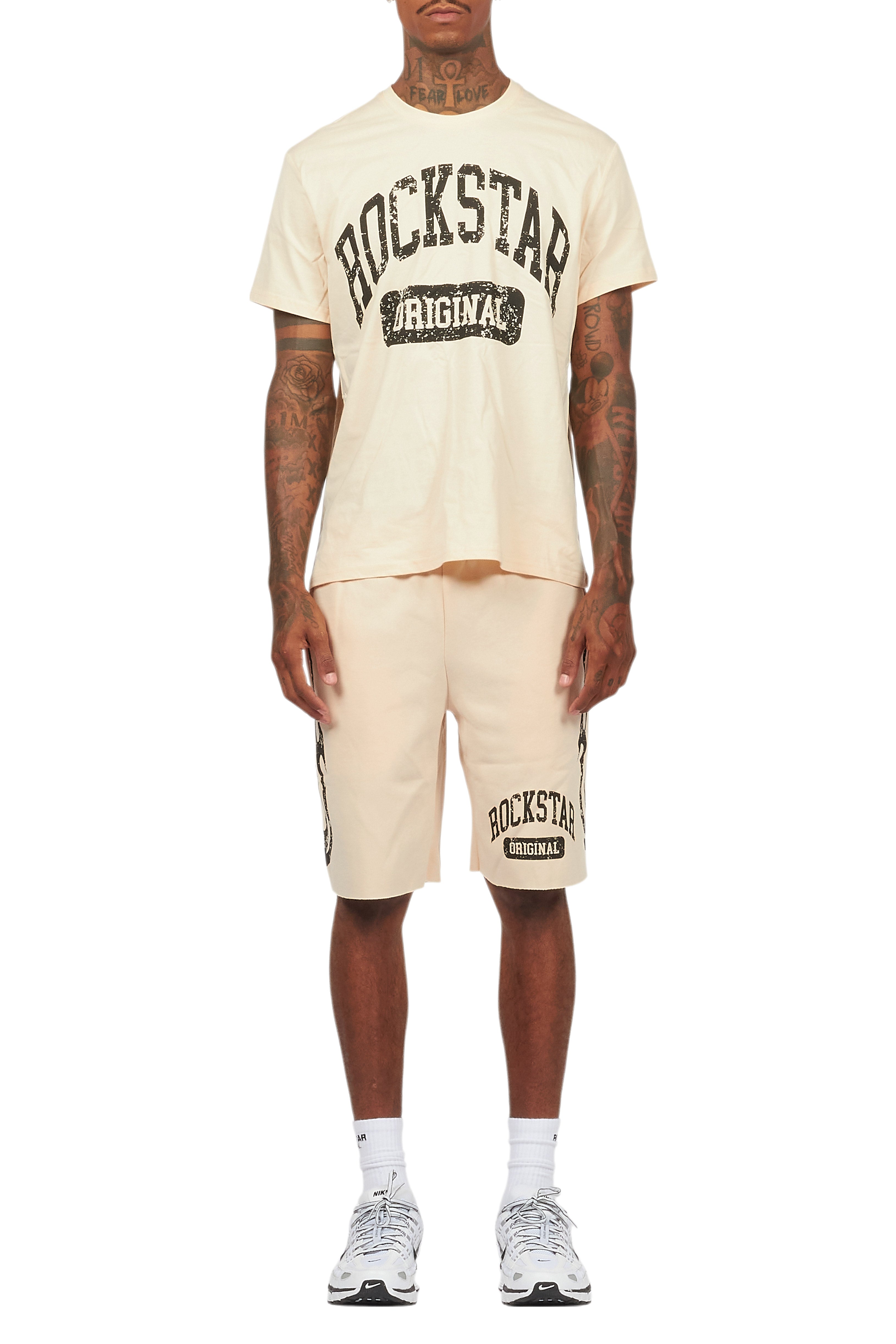 Members Beige T-Shirt/Short Set