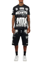 Amos Black/White T-Shirt/Denim Short Set