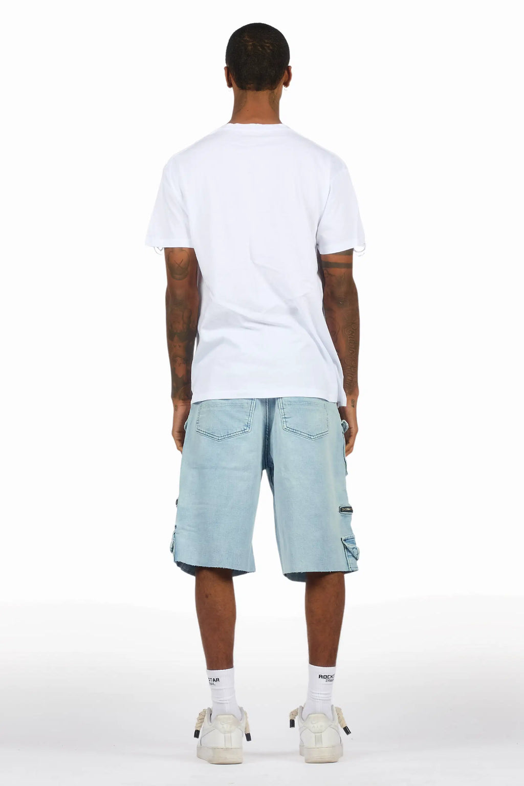 Beno White/Blue T-Shirt/Denim Short Set