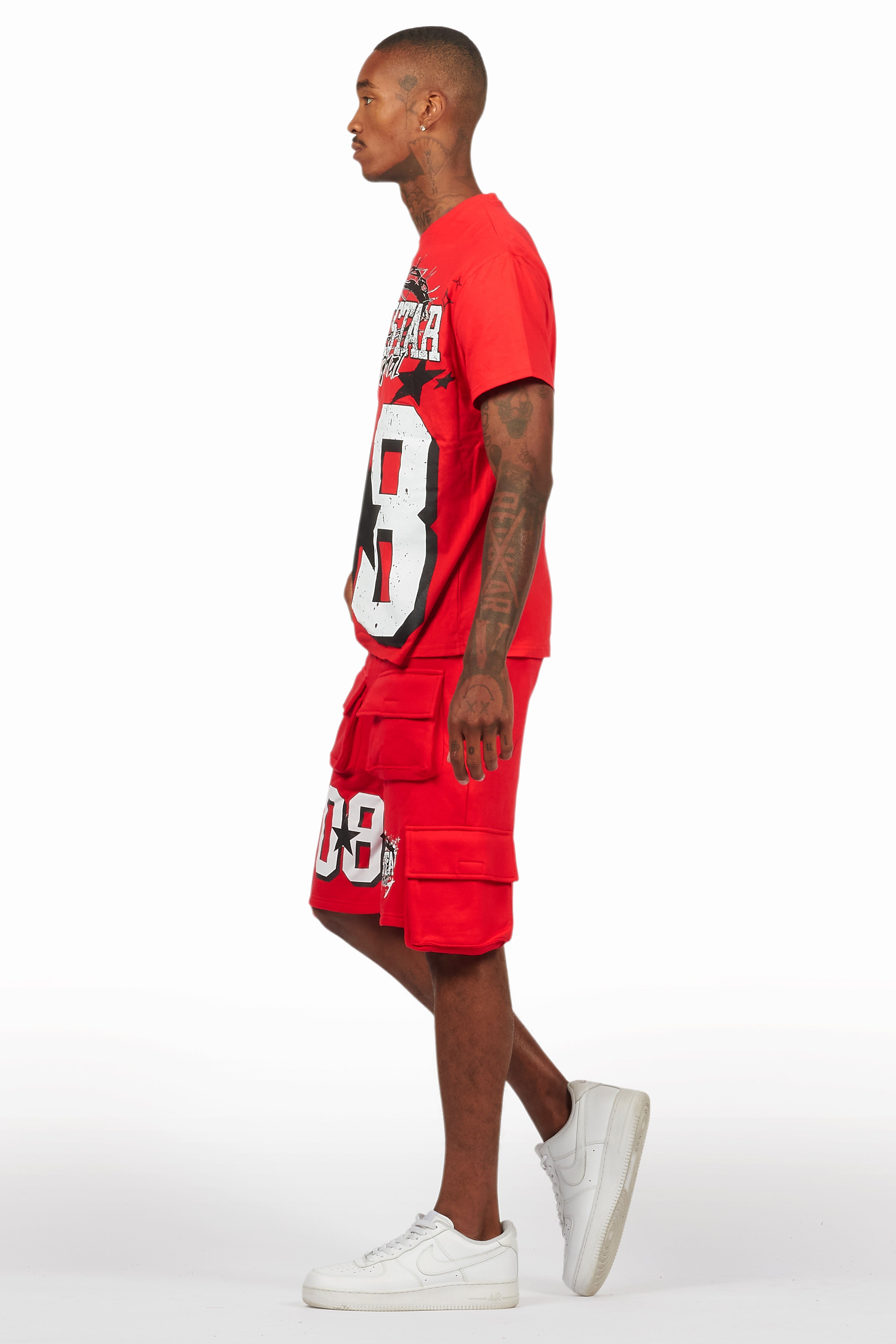AllStar Red/White T-Shirt Cargo Short Set