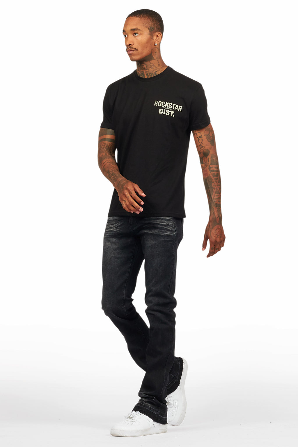Lake Black/Beige T-Shirt/Dag Stacked Flare Jean Set