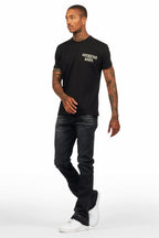 Lake Black/Beige T-Shirt/Dag Stacked Flare Jean Set