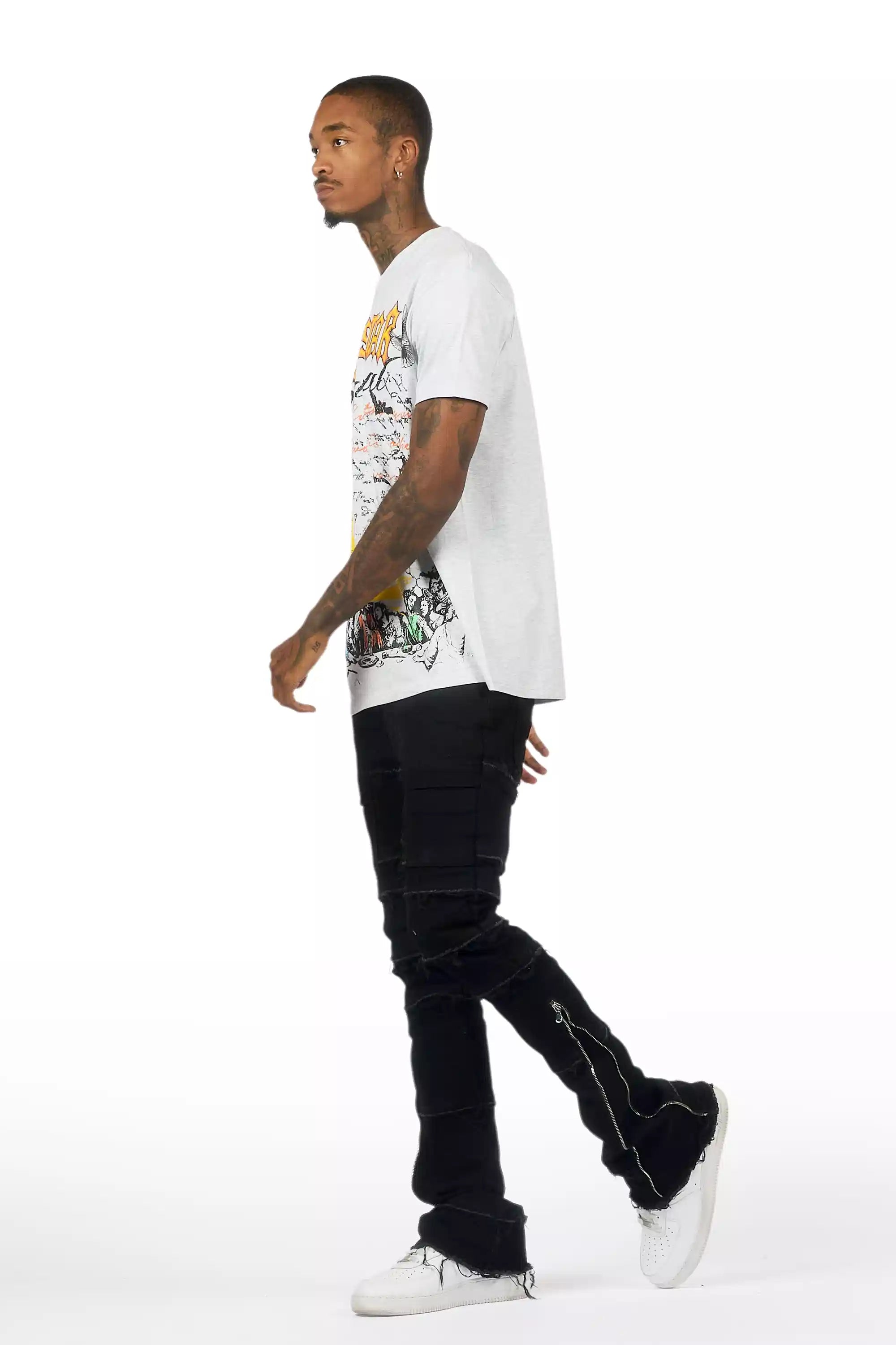 Horado Jet Black Stacked Flare Jean