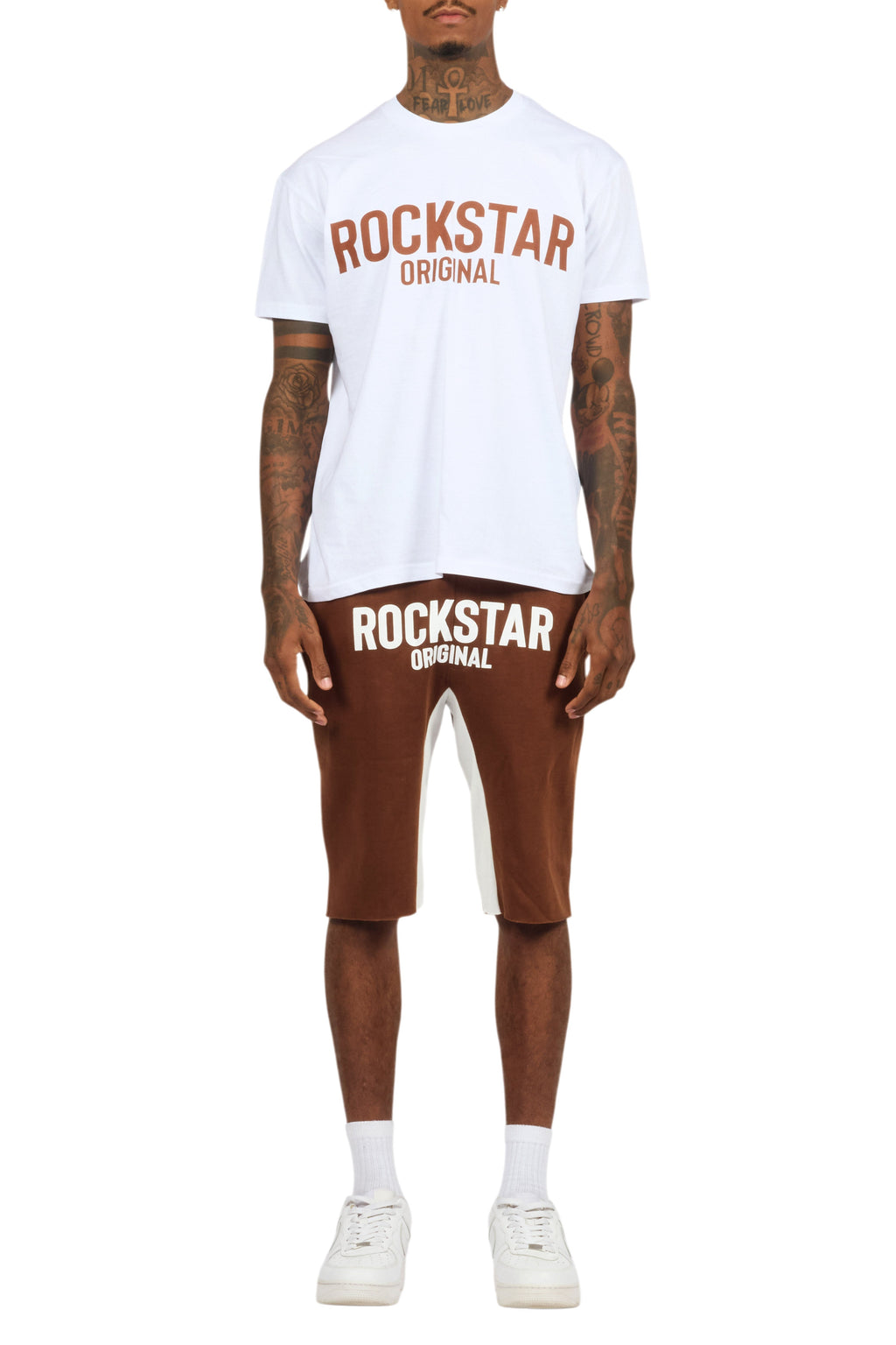 Sana White/Brown T-Shirt Short Set