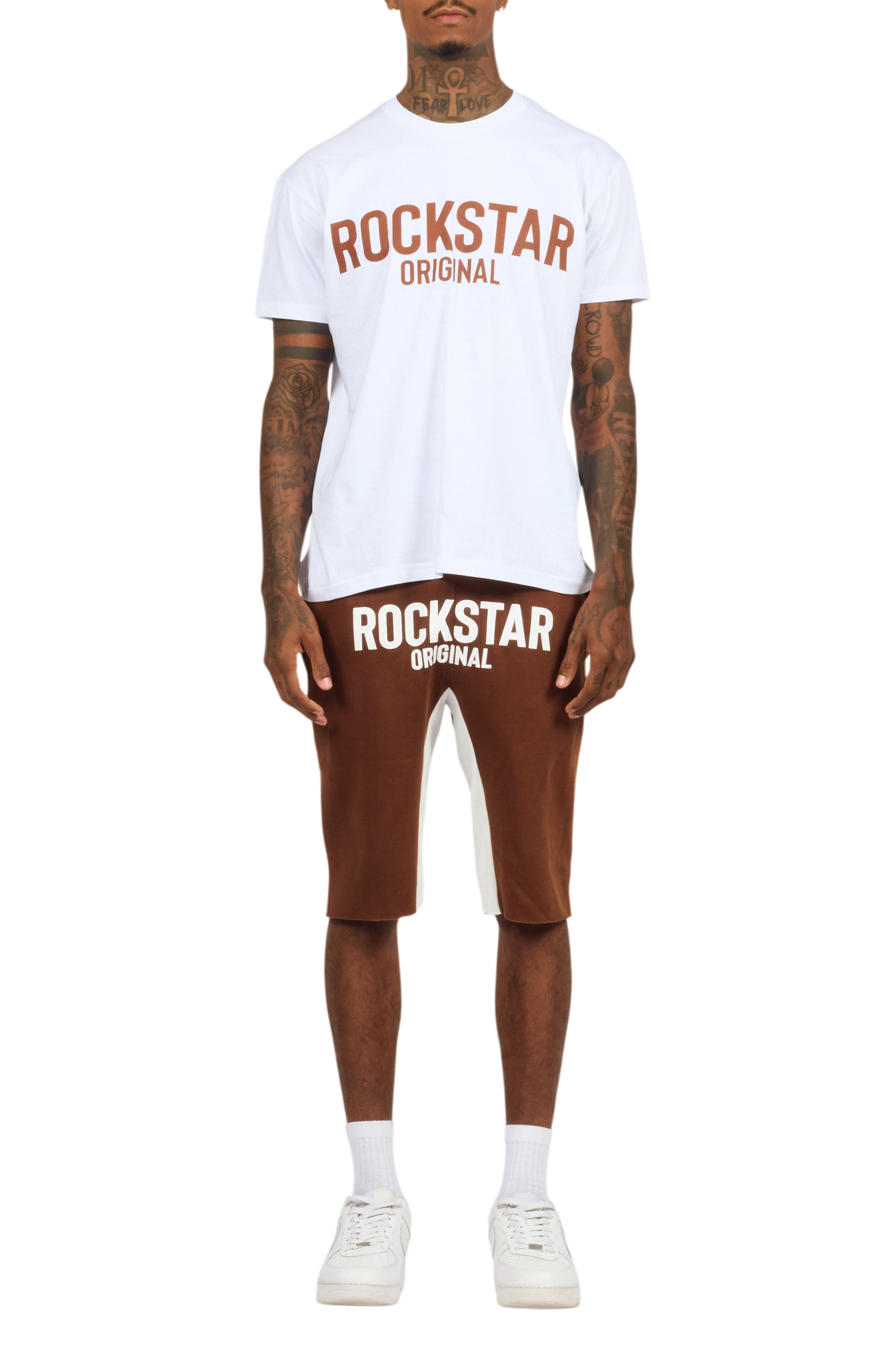 Sana White/Brown T-Shirt Short Set