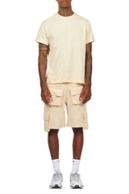 Sana Beige T-Shirt Cargo Shorts Set