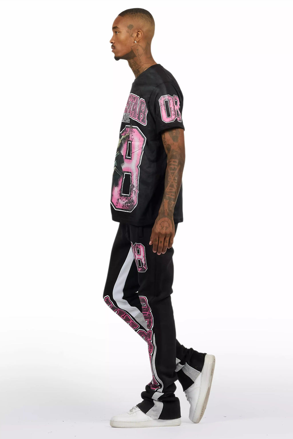 Fields Black/Pink T-Shirt/Stacked Flare Track Set