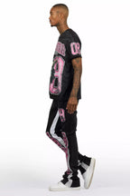Fields Black/Pink T-Shirt/Stacked Flare Track Set