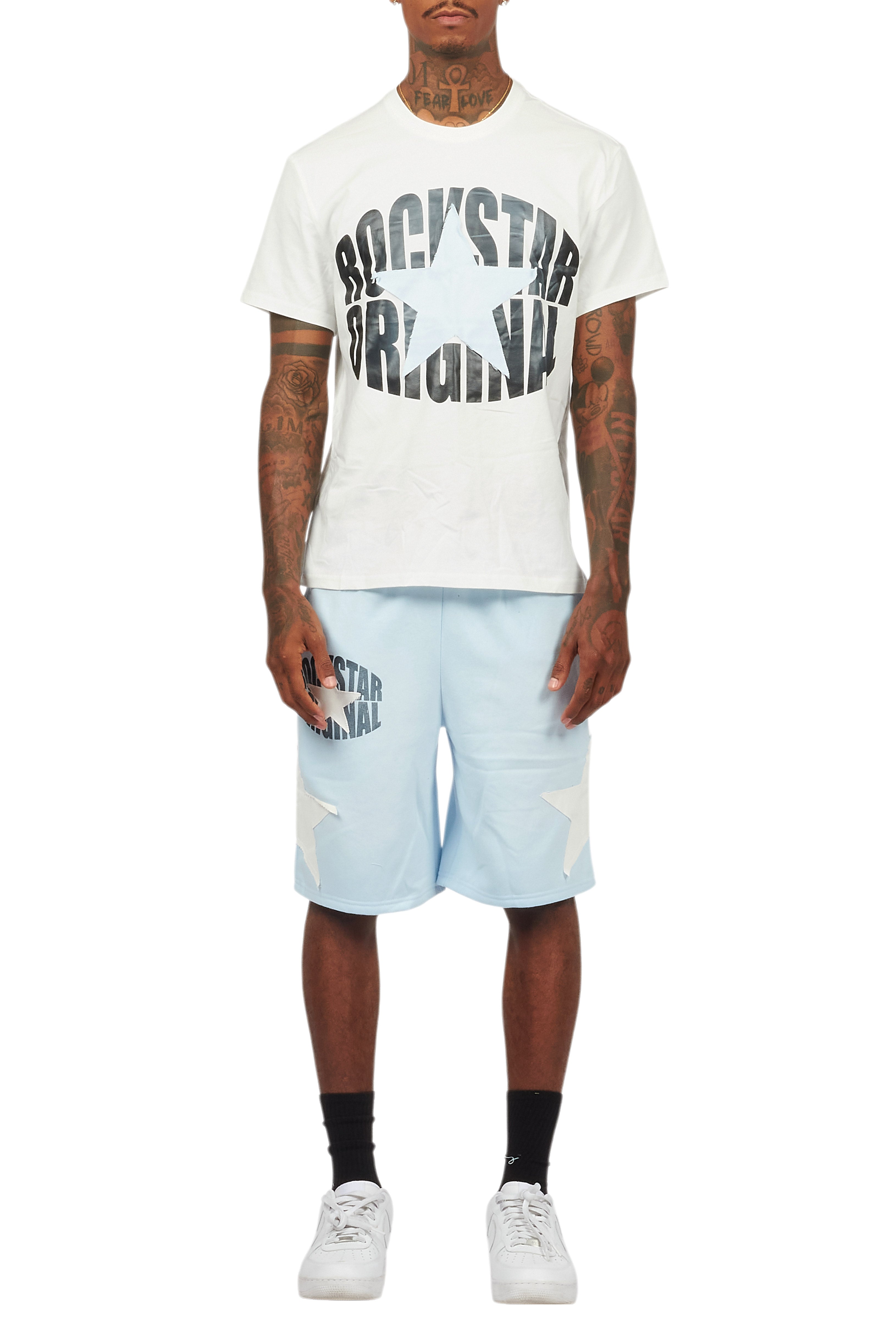 Sarge White/Blue T-Shirt/Short Set