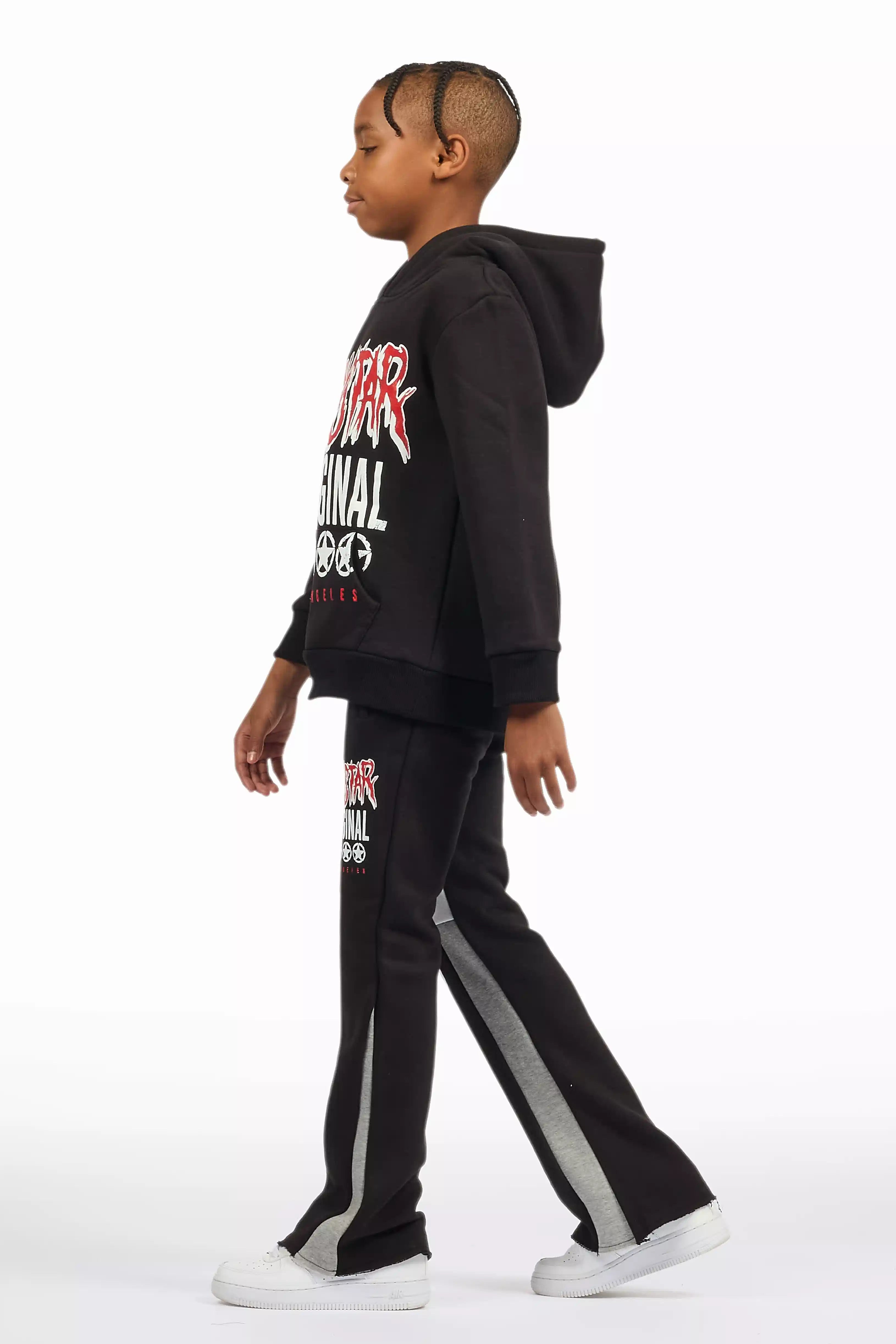 Boys Wizzurd Black/Grey Stacked Flare Track Set