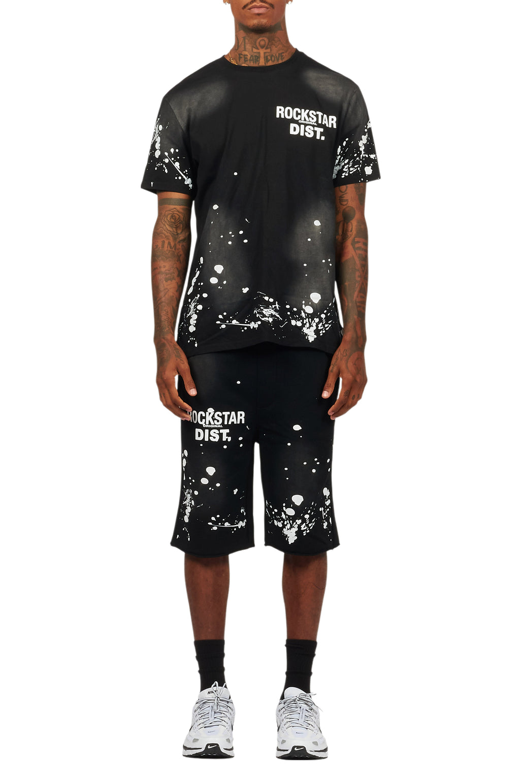 Rafix Black Graphic T-Shirt Short Set