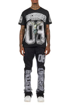 Fields Black/White T-Shirt/Stacked Flare Track Set