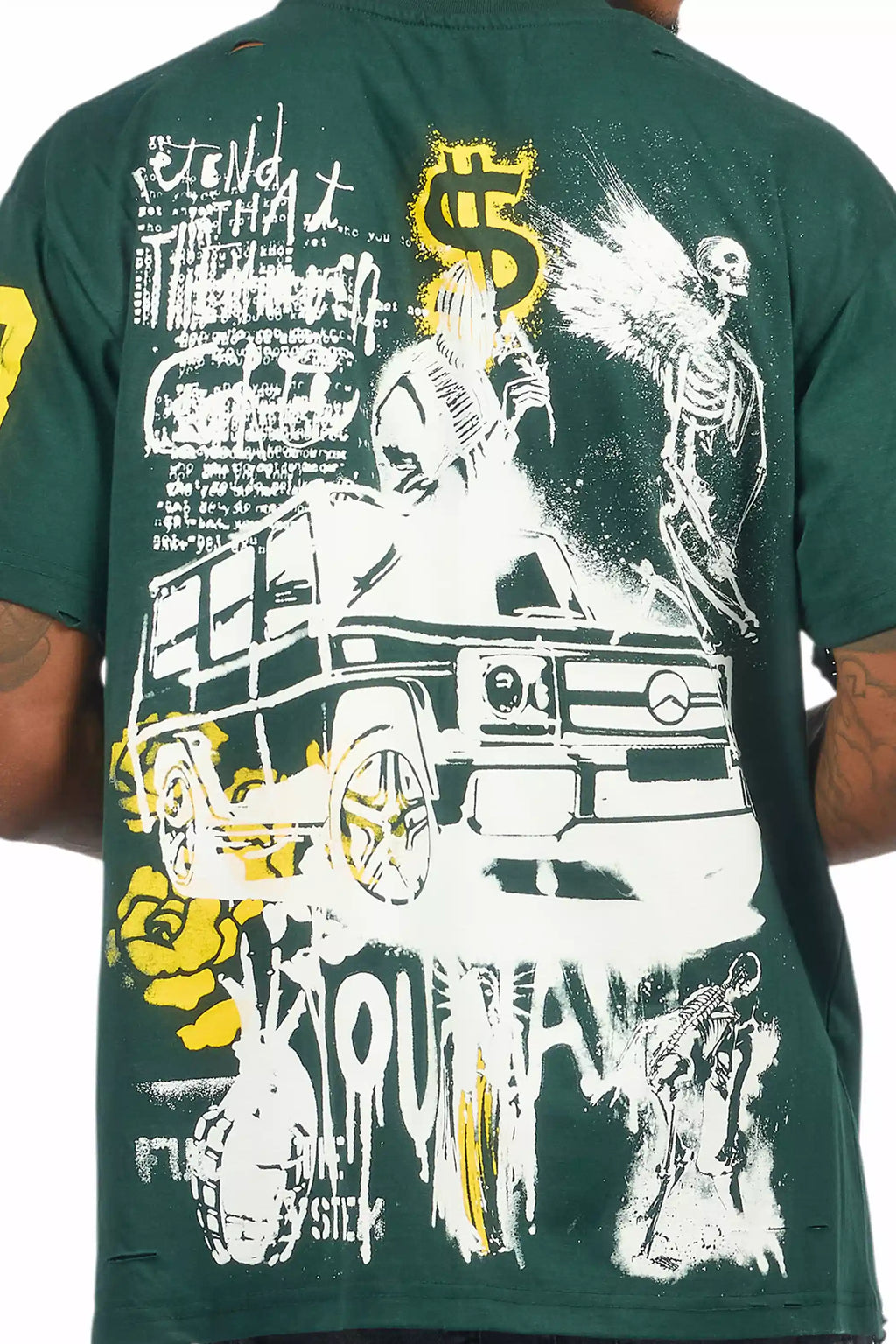Grill Dark Green/Yellow Graphic Oversized T-Shirt
