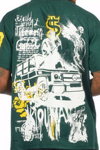 Grill Dark Green/Yellow Graphic Oversized T-Shirt