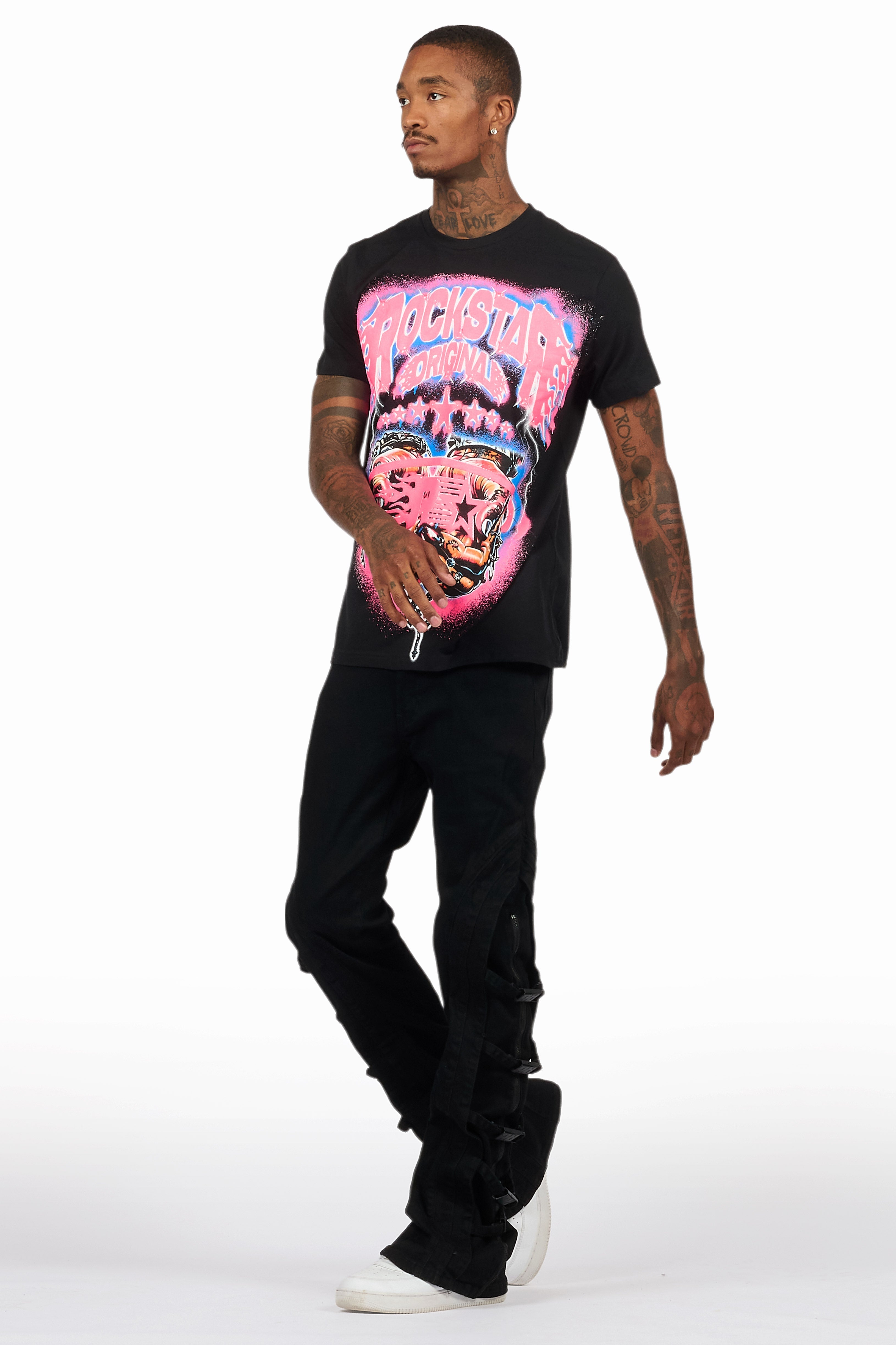 Attila Black Stacked Flare Jean