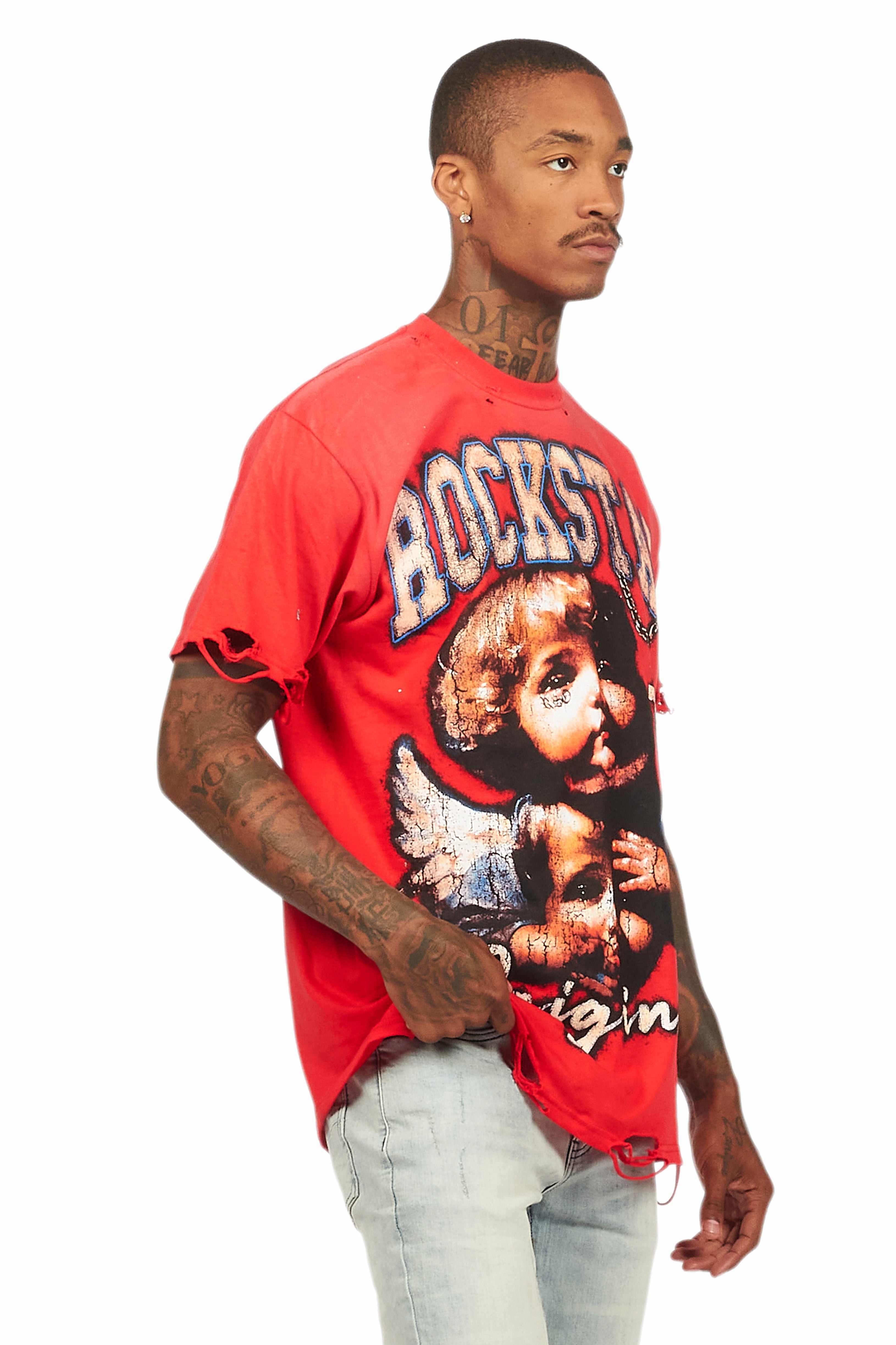 Deiter Red Oversized Graphic T-Shirt