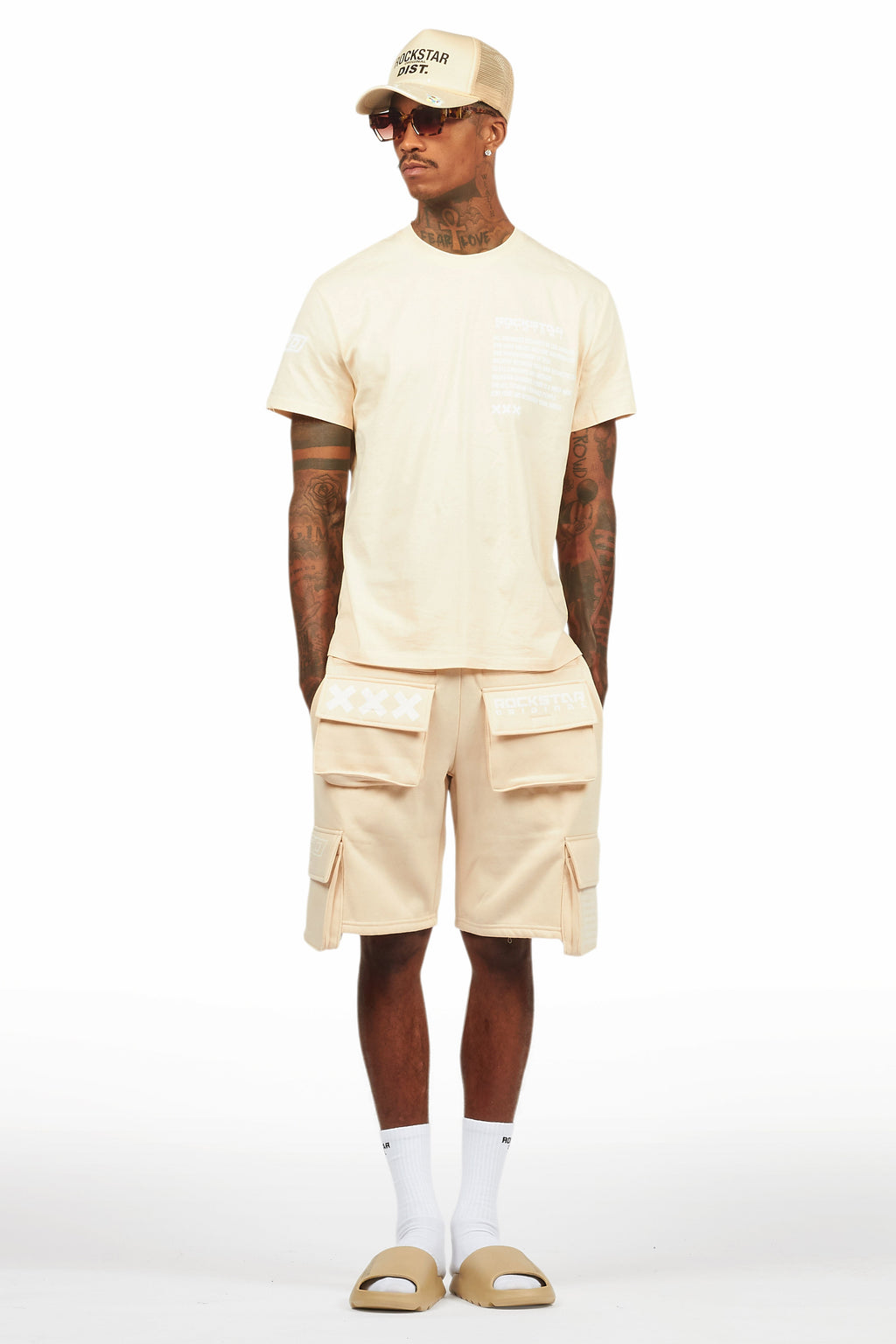 Jash Beige/White Short Set