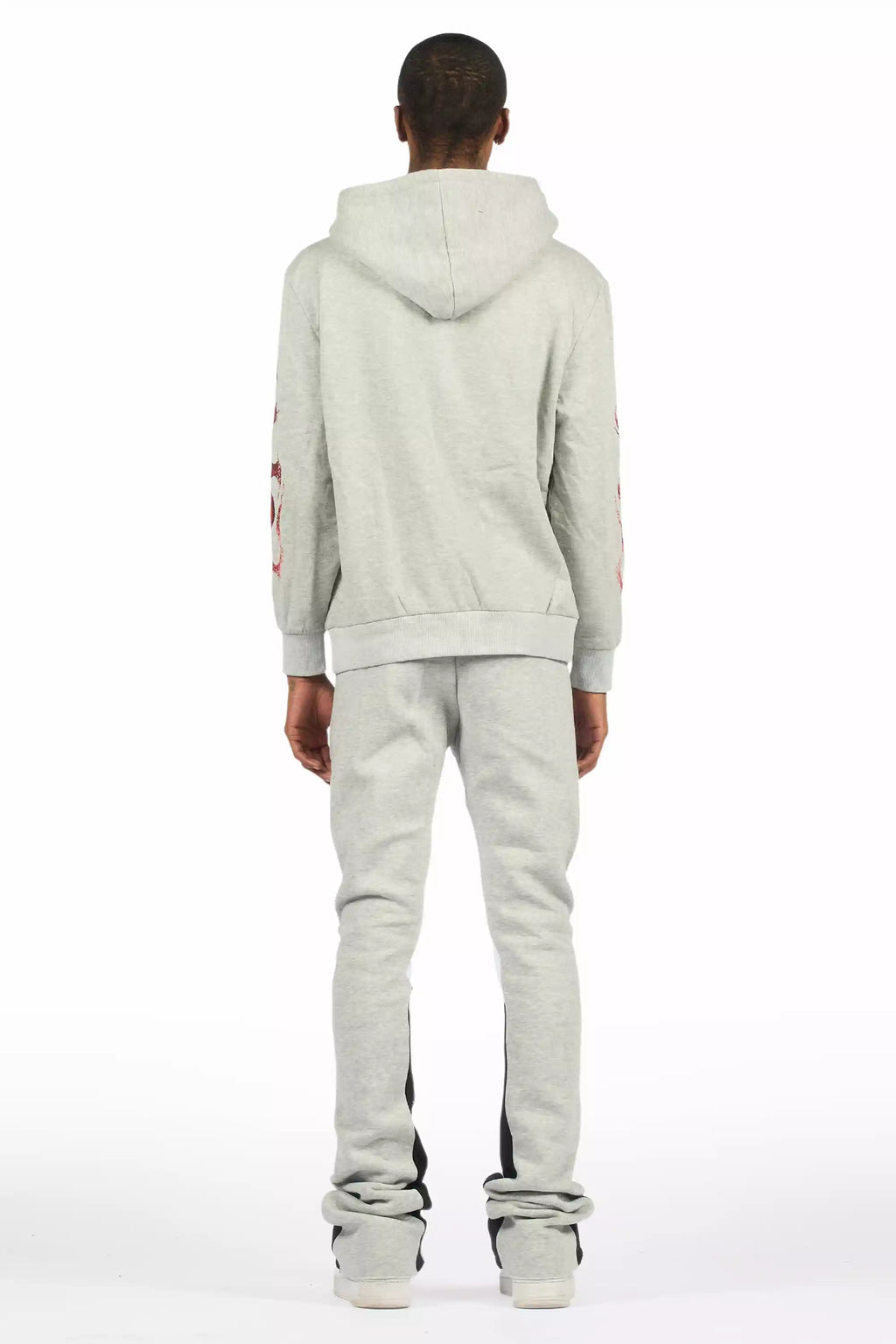 Torrez Heather Grey/Red Hoodie/Stacked Track Set