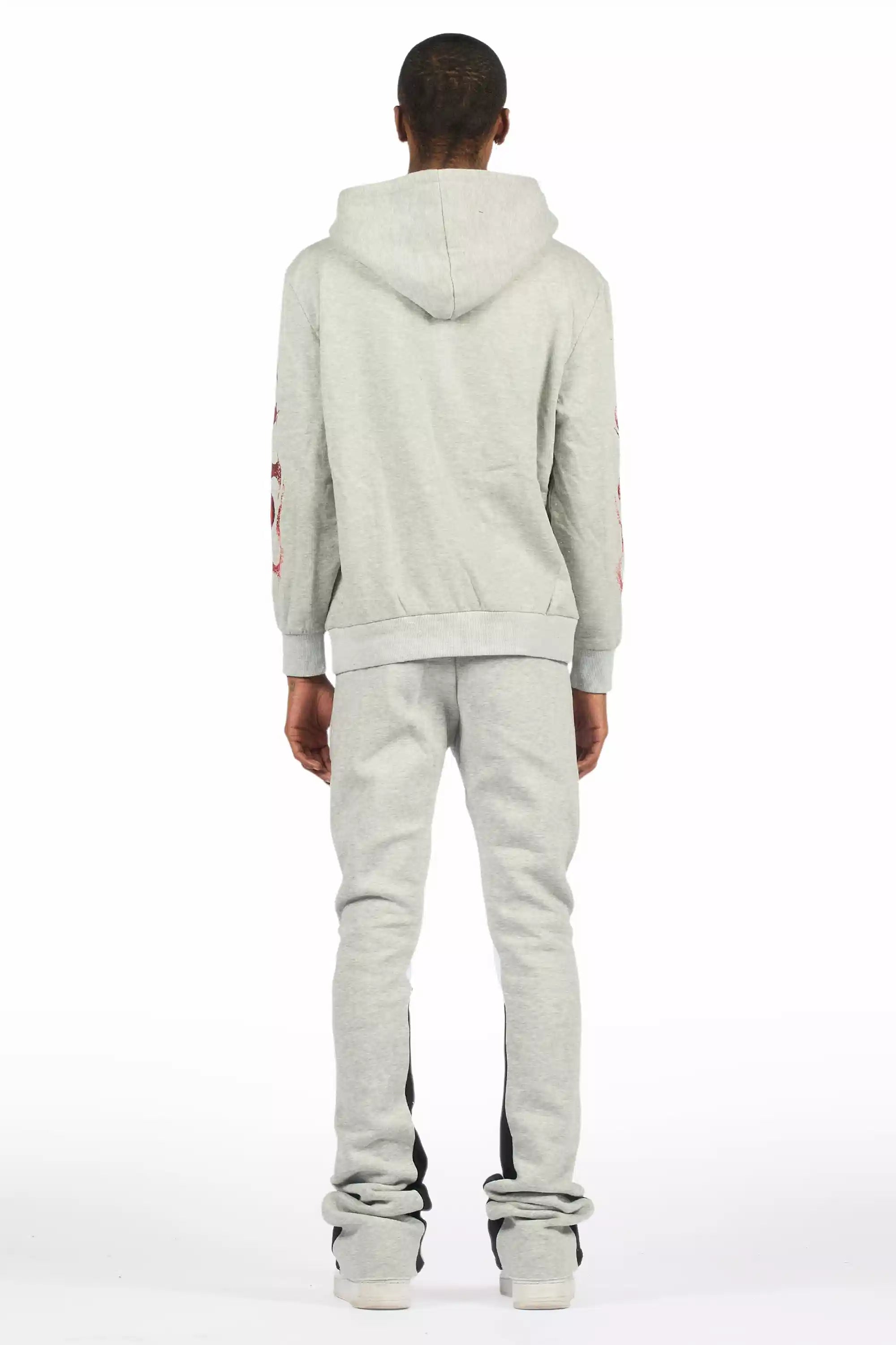 Torrez Heather Grey/Red Hoodie/Stacked Track Set