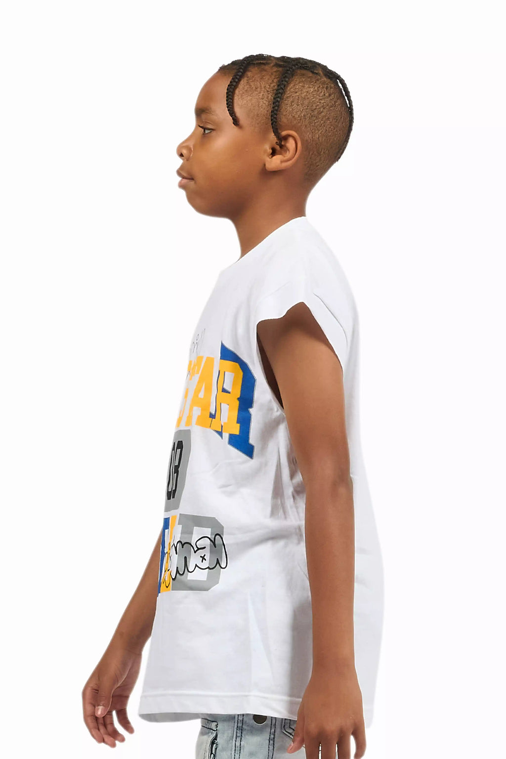 Boys Daria White/Multi Graphic Muscle T-Shirt