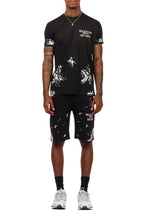 Fillip Black/White T-Shirt/Raw Edge Short Set