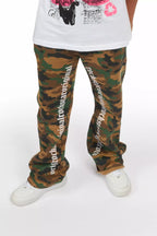 Boys Callie Faded Camo Stacked Flare Pants