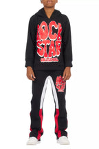 Boys Warblen Black/Red Stacked Flare Track Set