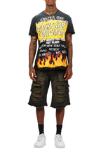 Beno Black/Yellow T-Shirt/Denim Short Set