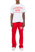 Lake White/Red Oversized T-Shirt/Stacked Track Pant Set