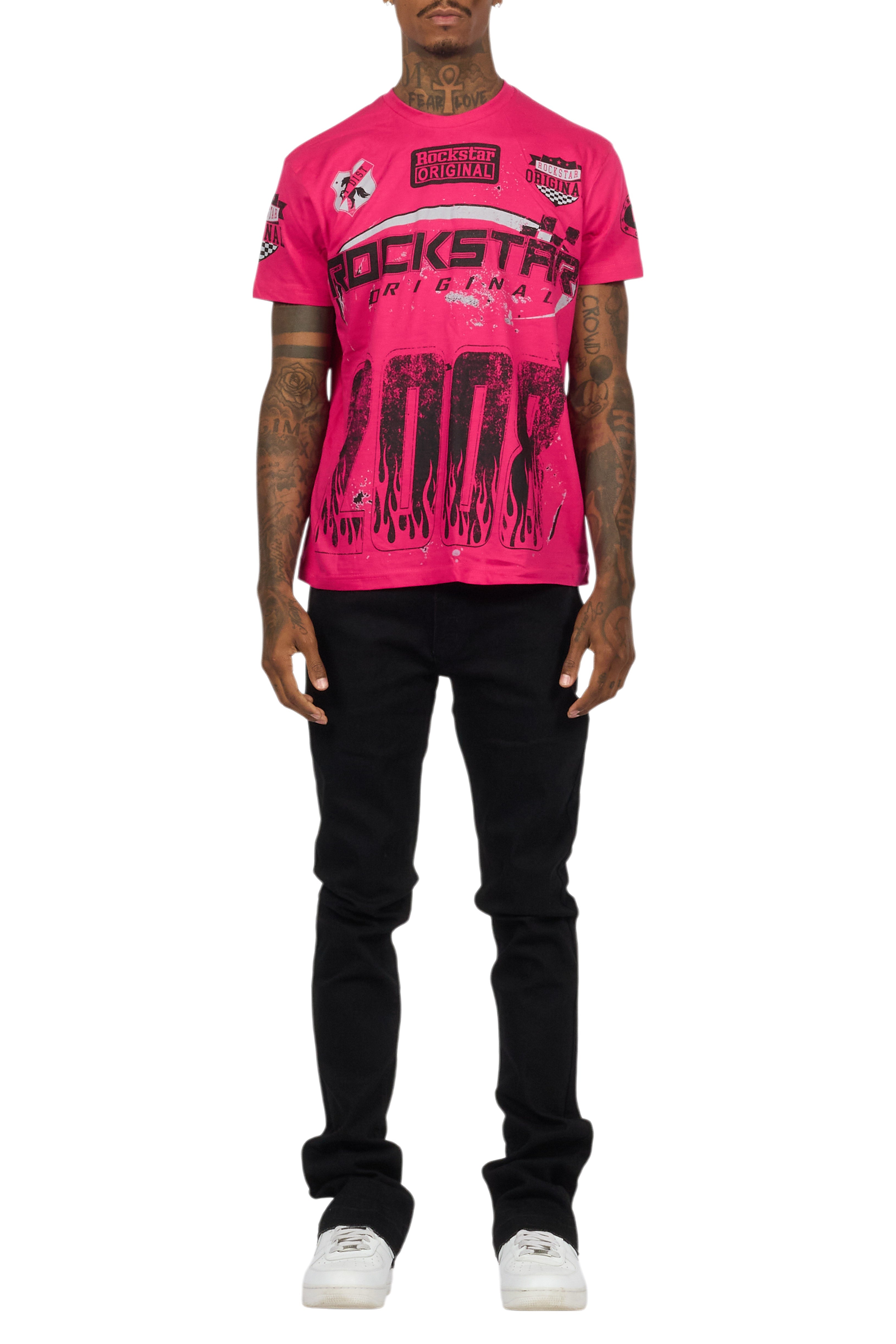 Amos Fuchsia Graphic T-Shirt & Dag Black Jean Bundle