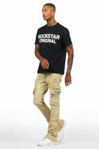 Revved Dirty Blue Stacked Flare Jean