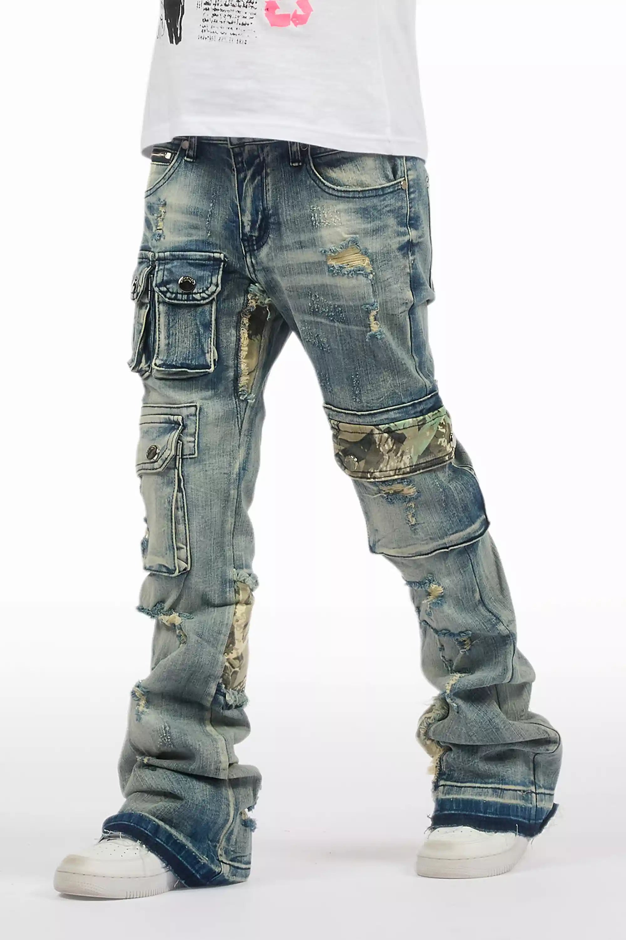 Boys Zeta Blue Stacked Flare Jean