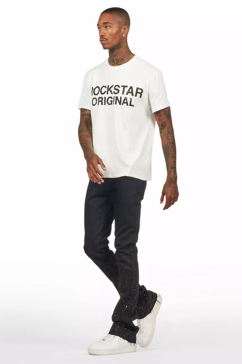 Machete Jet Black Rhinestone Stacked Flare Jean