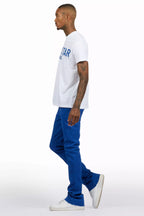 Sana White/Royal T-Shirt/Dag Stacked Flare Jean Set