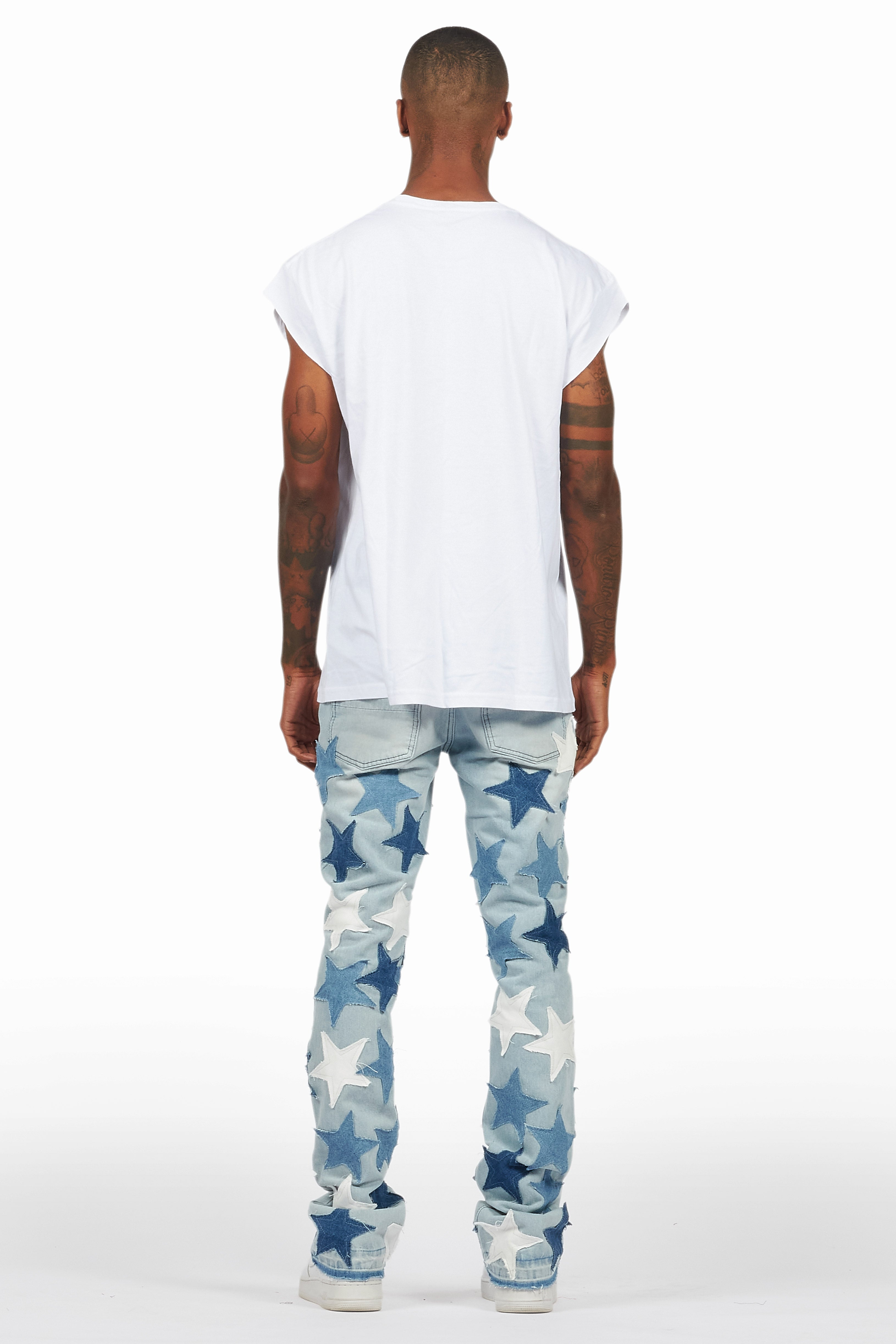 StarLane Light Blue Stacked Flare Jean