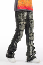 Boys Frey Black Stacked Flare Jean