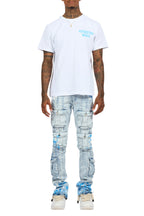 Quentin White/Blue T-Shirt/Stacked Flare Jean Set