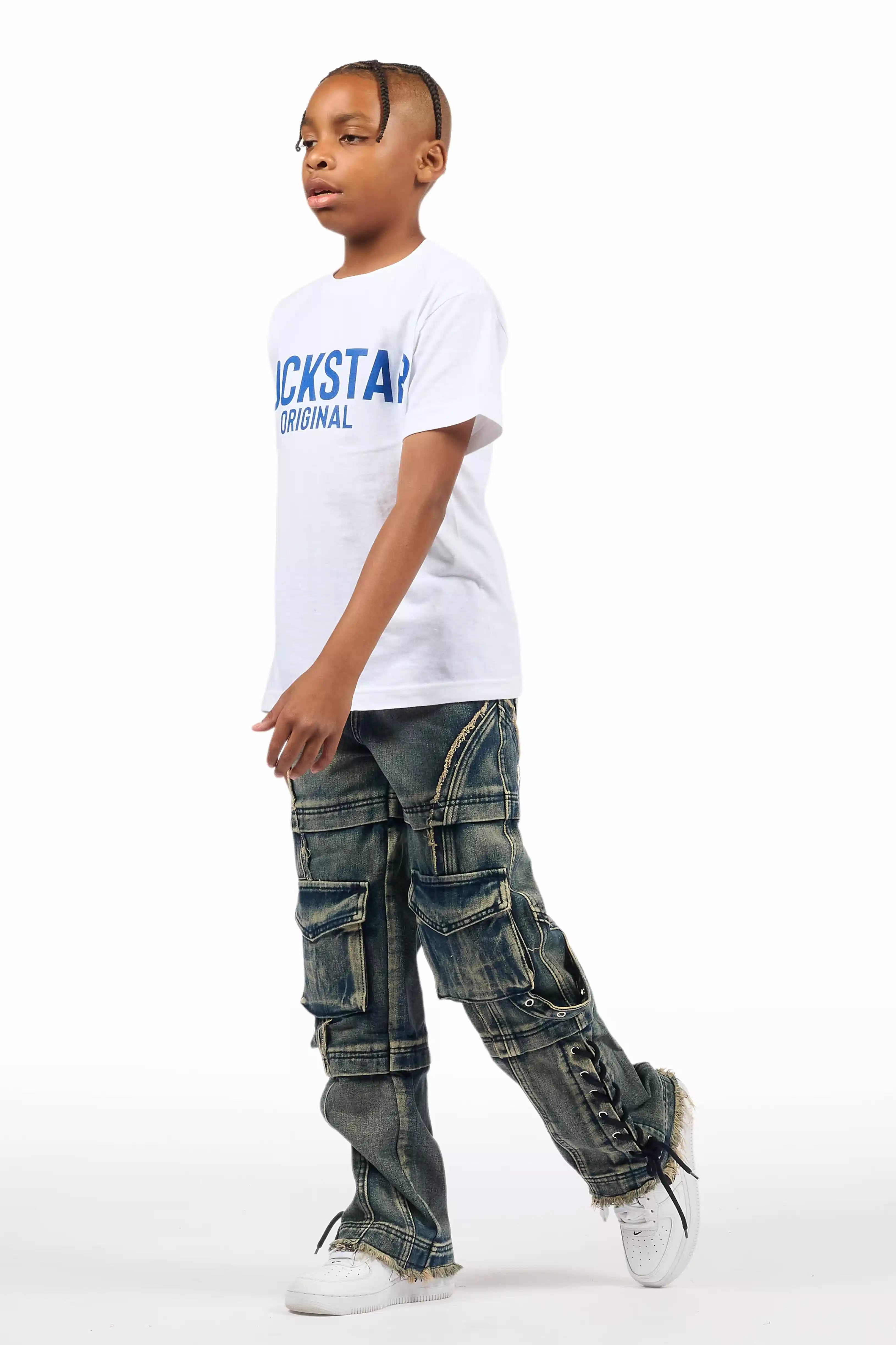 Boys Three Maxi Blue Baggy Fit Jean