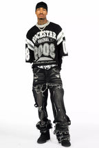 Amos Black/White Long Sleeve Graphic T-Shirt