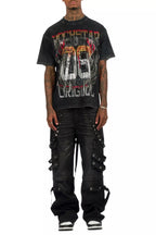 Veyene Black Graphic Rhinestone T-Shirt