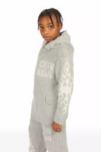 Boys Toshio Grey Stacked Flare Knitted Mohair Track Set